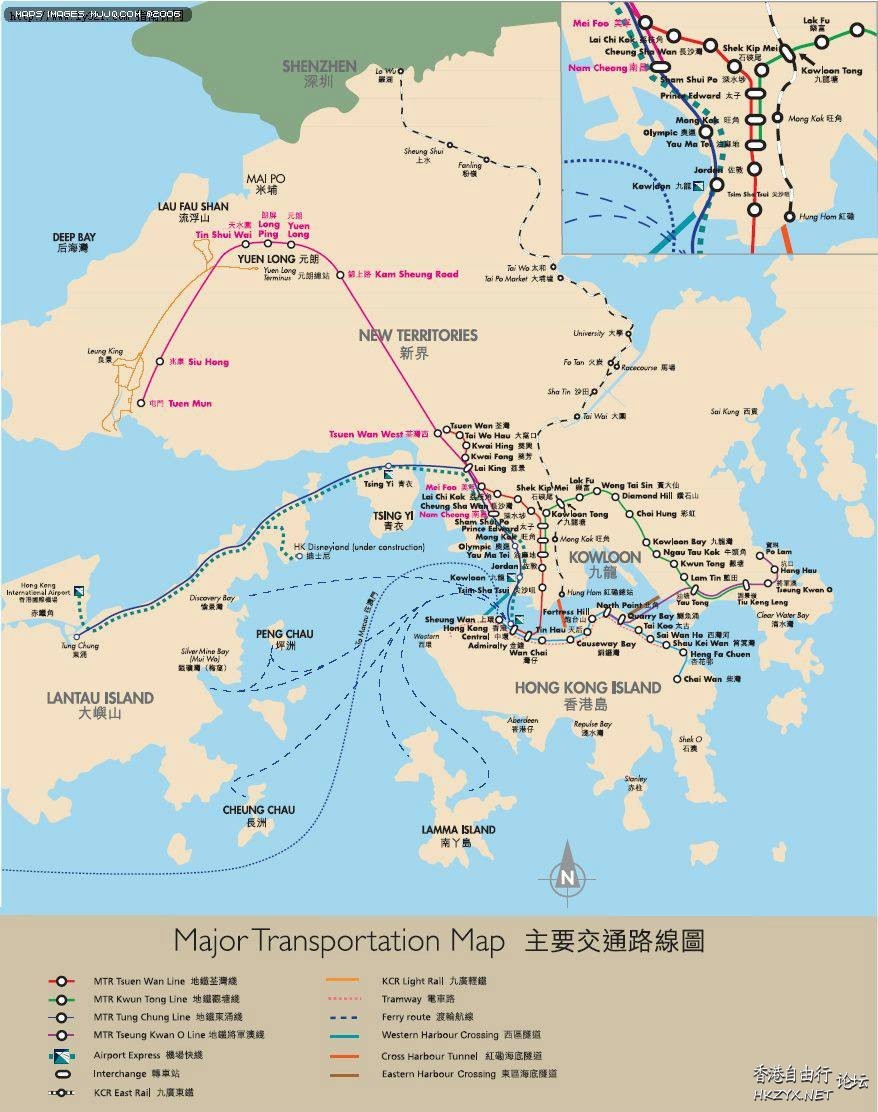 Hong Kong Map  香港旅游 +Sunset 夕陽